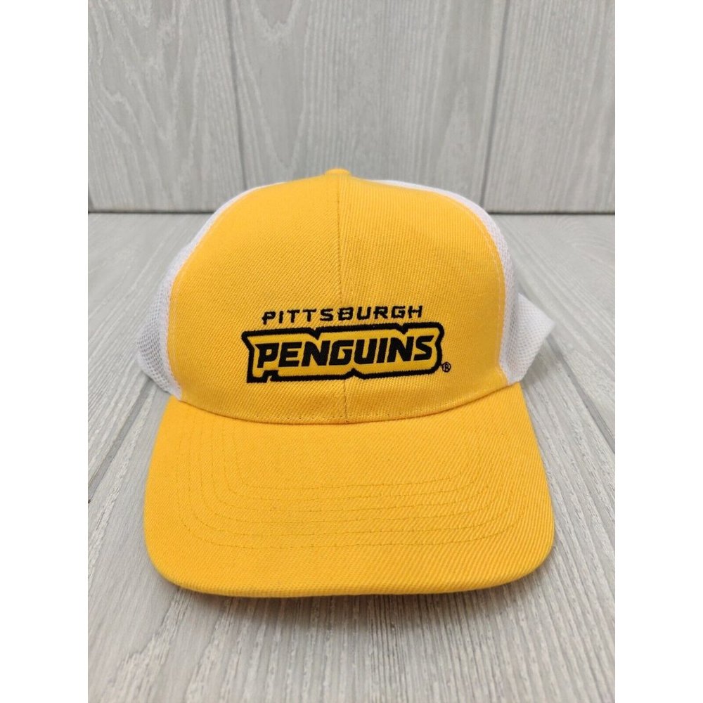 Pittsburgh Penguins Yellow And White Mesh Adjustable Hat